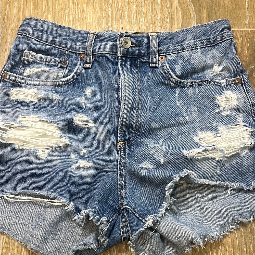 rag & bone Blue Distressed Jean Shorts